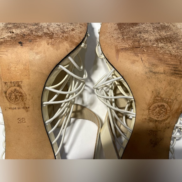 Versace Cream RARE Runway High Heeled Sandals 38 - Picture 5 of 6